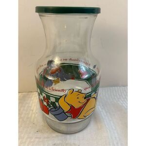Disney Juice glass jug container Pooh Eeyore "A Garden is a friendly spot to sit